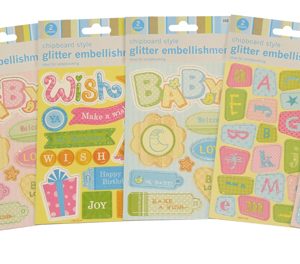 NS CHIPBOARD STYLE GLITTER EMBELLISHMENTS