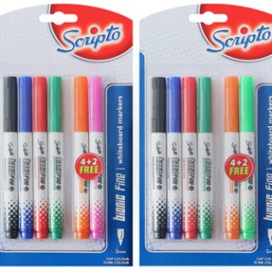 SCRIPTO BIONIC FINE WHITEBOARD MARKER 4+2 FREE