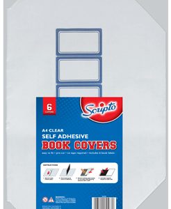 SCRIPTO CLEAR SELF ADHESIVE BOOK COVERS 6's
