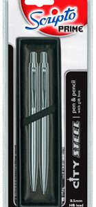 SCRIPTO PRIME CITY STEEL BALL PEN & CLUTCH PENCIL
