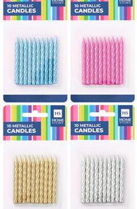 HS METALLIC SPIRAL CANDLES 10's