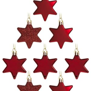 50MM STAR ORNAMENT RED 8PC