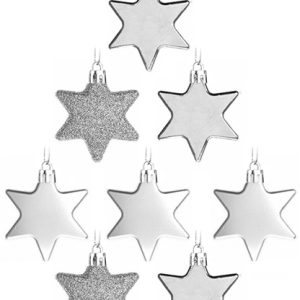 50MM STAR ORNAMENT SILVER 8PC