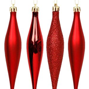 150MM ICICLE DÉCOR RED 4PC