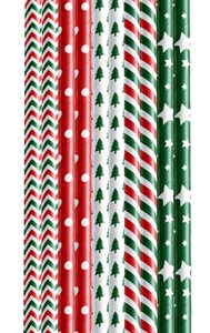 PAPER STRAWS 24PC MERRY XMAS